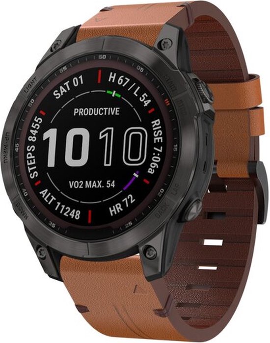 By Qubix Bracelet en cuir – Marron – Garmin Epix Gen 2 – MARQ – Quatix 7-6-5