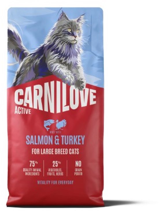 CARNILOVE ACTIVE – Chat – Saumon & Dinde pour chats adultes de grandes races 6 kg