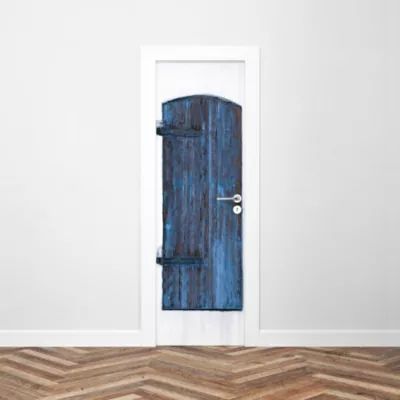 Sticker Porte Fenetre Bois Bleu 204 x 63 cm