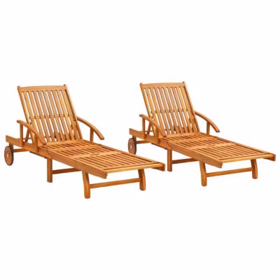 vidaXL Lot de 2 Chaises Longues, Bain de Soleil, Transat de Terrasse, Siège de Jardin Balcon Patio Extérieur, Bois d&rsquo;Acacia 307732