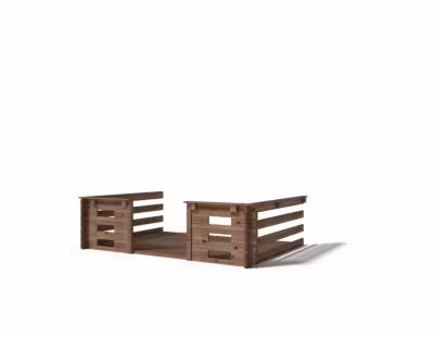Terrasse en bois avec balustrade pour abri en bois – 6m2 – 3m x 2m – imprégnée – couleur: marron – DOM147