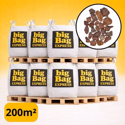 PACK 10 X BIG BAG de 1M3 (+/- 200M²) Gravier Pouzzolane Rouge / Noir 12/20 mm – Livraison STANDARD