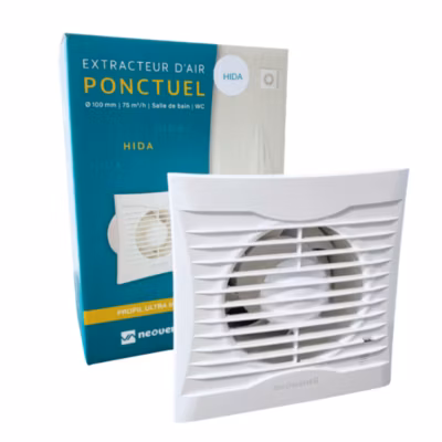 HIDA B-V0 – Extracteur d&rsquo;air intermittent pour Salle de Bain, WC et Cuisine – Interrupteur – Silencieux, Résistant à l&rsquo;Eau,