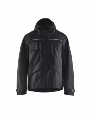Veste coupe-vent imperméable Blaklader Noir – capuche amovible, coutures étanches, poches zippées