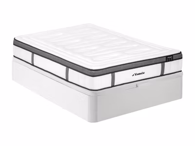 Ensemble 160 x 200 cm sommier coffre blanc + matelas hybride ressorts ensachés 7 zones et mémoire de forme ép.30cm – OLIANE de