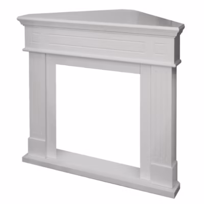 Habillage d&rsquo;angle de cheminée en bois L110xP63xH102, blanc Ford