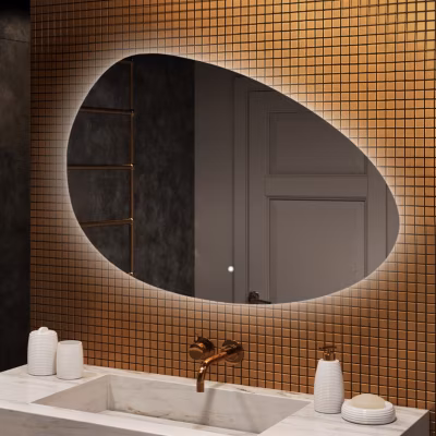 Miroir de salle de bain lumineux – ARTFORMA – Irrégulière – 114x84cm – LED Dual + Interrupteur tactile