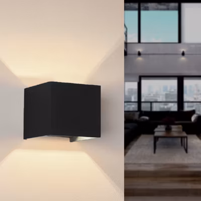 Applique Murale Noire Design LED 12W IP54 Carré – Blanc Neutre 4000K – 5500K – SILAMP