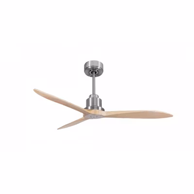 Tenerife Ring – Super destratificateur et ventilateur DC 132 cm  Chrome pales bois clair sans Lumière 25 à 35 m²