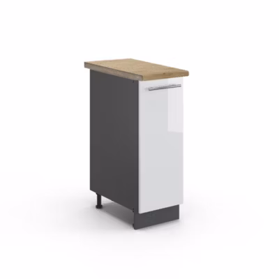 Vicco Meuble de cuisine Blanc Haute brillance 30cm , PT Chêne
