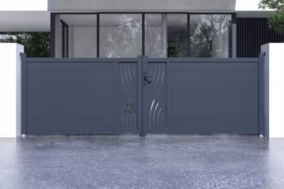 Portail battant 4m VELETA H.120 aluminium gris