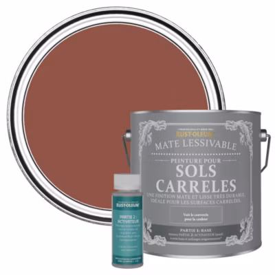 Peinture Rouge pour Sols Carrelés Mate Lessivable – RUST-OLEUM – Rouge Brique 2,5 L