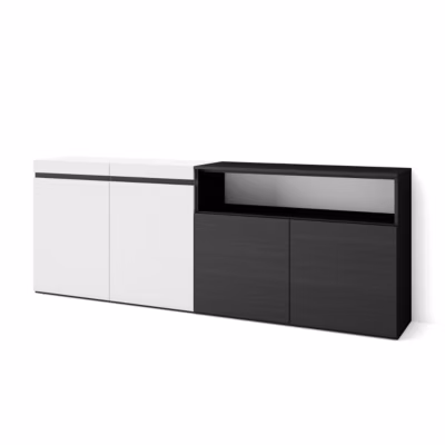 Buffet 200x35x75cm meuble à chaussures couleur blanc et noir