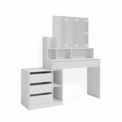 Vicco Coiffeuse Blanc 139.8cm avec éclairage LED