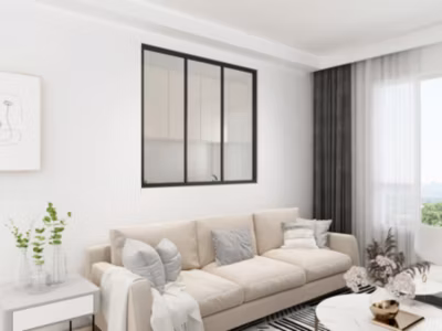 Verrière – 3 Vitrages – L: 119cm H: 105cm – Acier Ultra Fin – Noir Mat (RAL 9005) – Livrée Montée