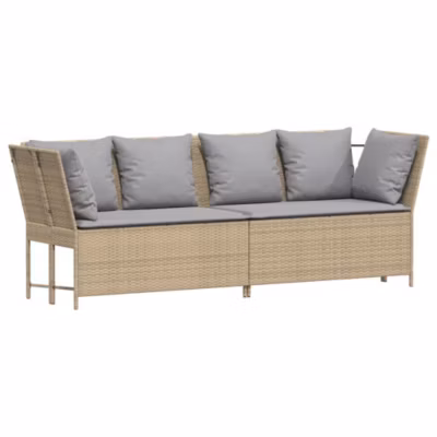Canapé de jardin avec coussins beige résine tressée vidaXL