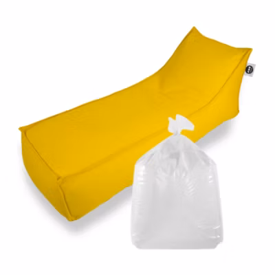 Soo Santaï Set Relax Sis chaise longue+polystyrène 160x70x35 intérieur/extérieur flottante, déhoussable, résistante aux UV, Jaune