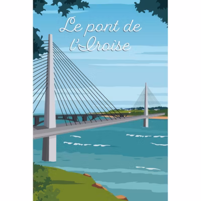 Tableau sur toile illustration pont iroise brest 30×45 cm Fabriqué en France