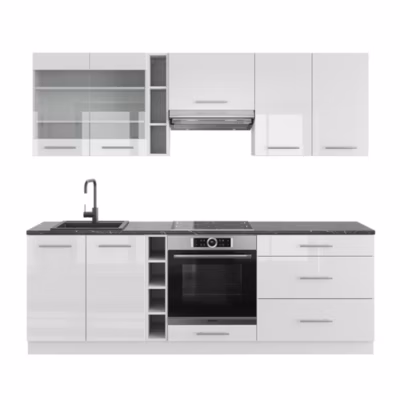 Vicco Cuisine blanc brillant/blanc 235cm , PT Anthracite