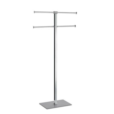 Porte-Serviettes Gris Avec Base En Acier Inoxydable Et Résine