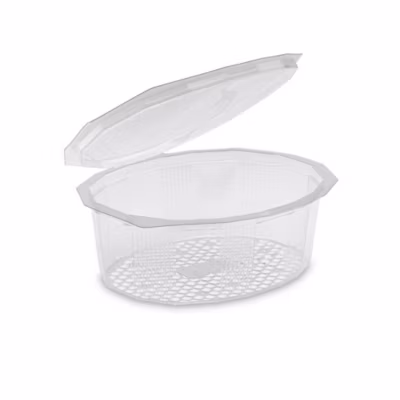 300 Barquettes à Salade Ovale 750 ml avec Couvercle Attenant 174x146x59mm en PET Empilables, Hermétiques, s – D-Work