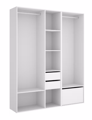 Ensemble dressing avec 2 tiroirs + 1 porte à chaussure et fond d&rsquo;arrière réversible coloris chêne naturel, blanc
