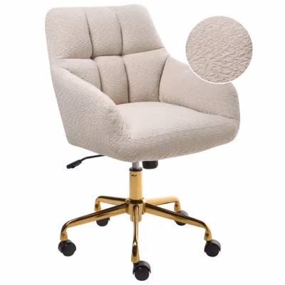 Chaise de bureau PALMDALE Bouclé Beige clair