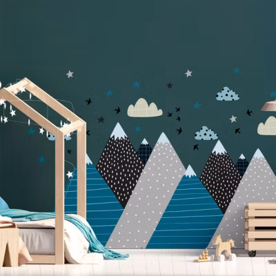 Stickers enfant montagnes scandinaves janeka 100 x 150 cm