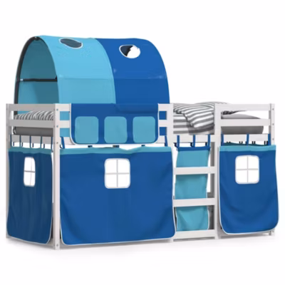 Cadre de lit, Lit superposé sans matelas bleu 75×190 cm bois de pin massif
