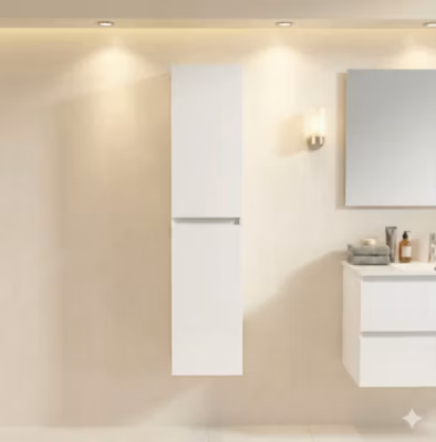 COLONNE salle de bain Armoire de rangement APOLLO LAQUE GRIS BLANC KIT