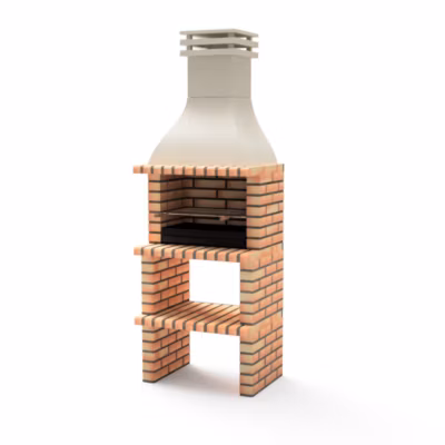 MOVELAR – Barbecue en Béton Préfabriqué pour Bois et Charbon Modèle TAOS PLUS (Orange/Beige – 76x58x214 cm) M01140 – Extérieur