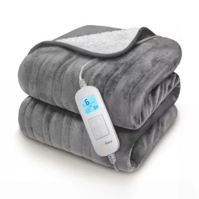 Plaid Chauffant Électrique En Polaire & Sherpa – Gris