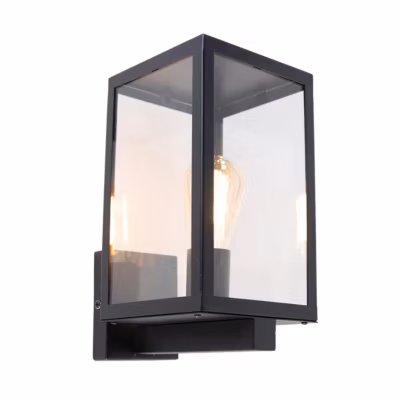 Applique murale d&rsquo;extérieur intelligente noire avec verre 30 cm incl. Wifi ST64 – Rotterdam