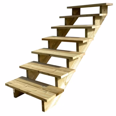 BERLIN Escalier extérieur bois 7 marches H 122cm L-80cm – sans contre marche