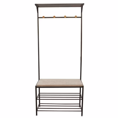 Banc d&rsquo;entrée avec portemanteau 4 accroches
