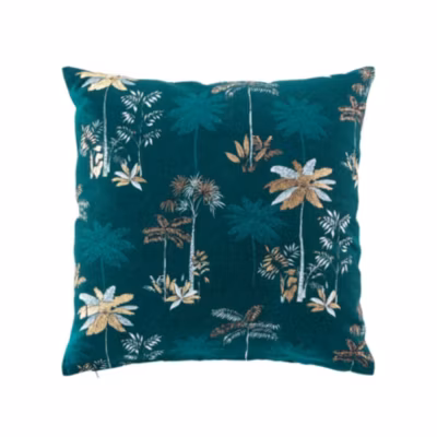 Coussin déhoussable imprimé bleu (45×45 cm – Bleu)