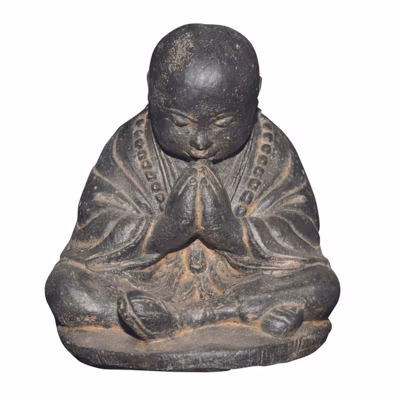 Statue jardin moine bouddhiste assis (grand format) – Gris 30 cm