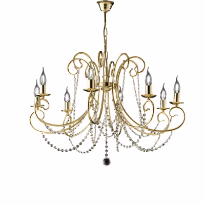 Magda Lustre en fer doré 8 lumières 118 d.74 BL146-8-OR