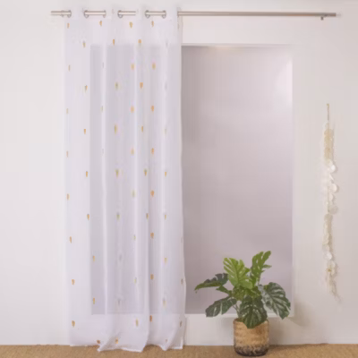 Voilage sablé brodé Telline (140×240 cm – Jaune Ocre)