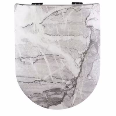 Abattant wood slim déclipsable au style marbré (36.5×47.5 cm – Gris clair)