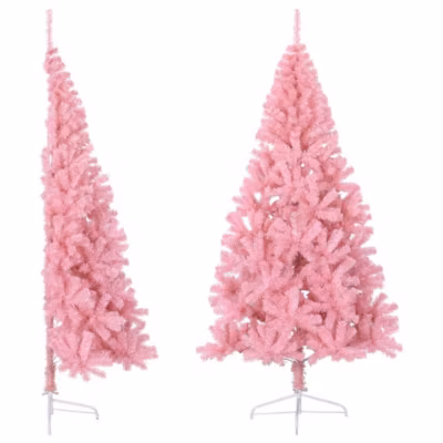 Demi sapin de Noël artificiel avec support Rose 180 cm PVC vidaXL