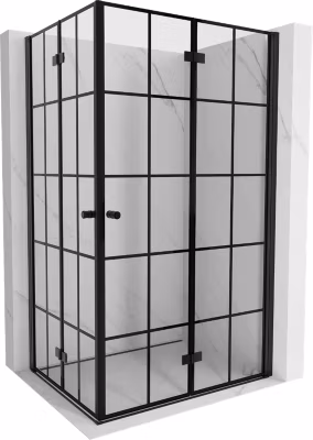 Mexen Mist-F Duo cabine de douche pliante droite 75 x 80 cm, grille noire, noir – 8A6-075L-080P-70-77