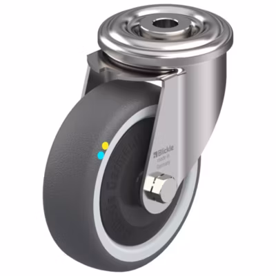 Roulette pivotante de 100 mm en acier inoxydable avec revêtement thermoplastique gris conducteur d&rsquo;électricité