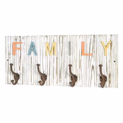 Patère Murale 4 Crochets « Family » 70cm Naturel