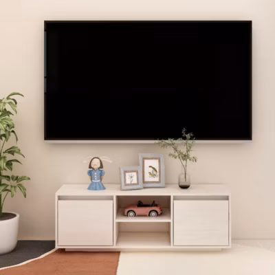 Meuble TV-Banc TV-Meuble Télé Blanc 110x30x40 cm Bois de pin massif vidaXL 908624