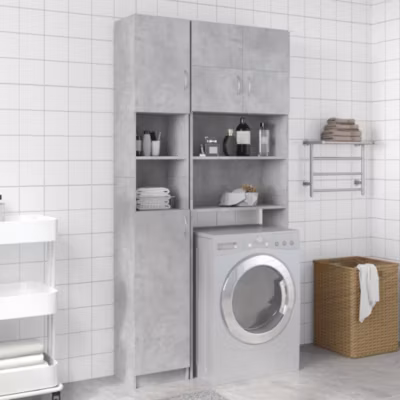 Armoire salle de bain-Meuble de salle de bain Gris béton 32×25,5×190 cm Bois ingénierie 289004