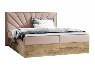 Lit continental Baltimore 191, Double, Rose, Tissu, Disponible