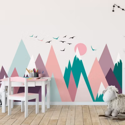 Stickers enfant montagnes scandinaves anielka 110 x 165 cm