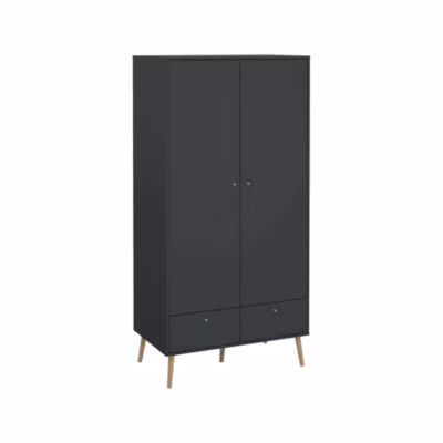 Garde-robe 2 portes Kahina, Meubles de chambre, Penderie de plain-pied, Placard à vêtements, 99×58 h200 cm, Gris