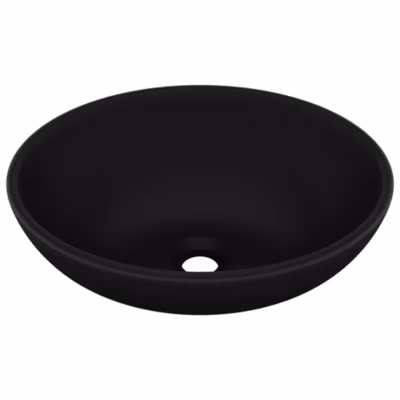 Vasque à poser, Lavabo ovale de luxe Noir mat 40×33 cm Céramique